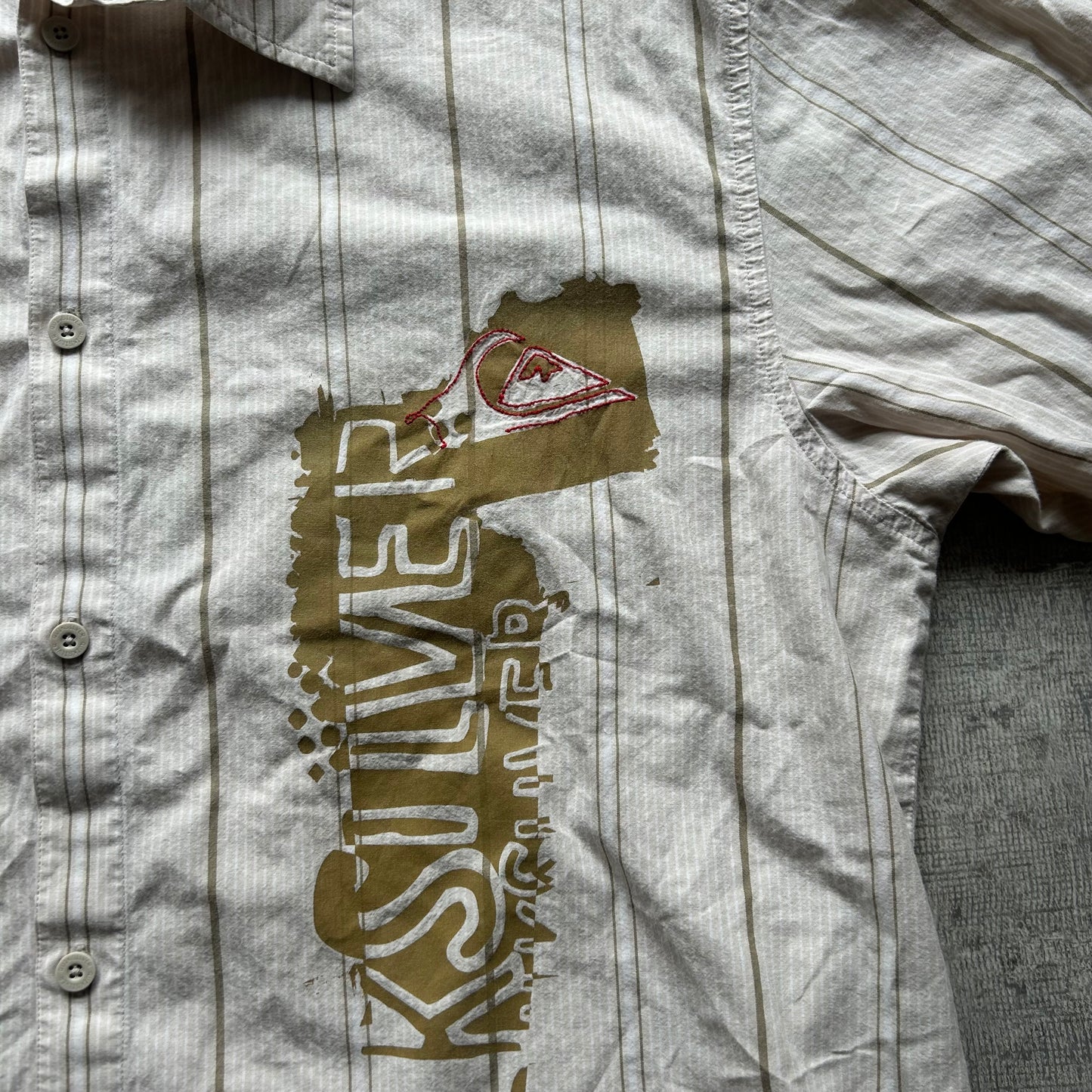 Quiksilver Y2K Cream Button up Shirt Size XXL