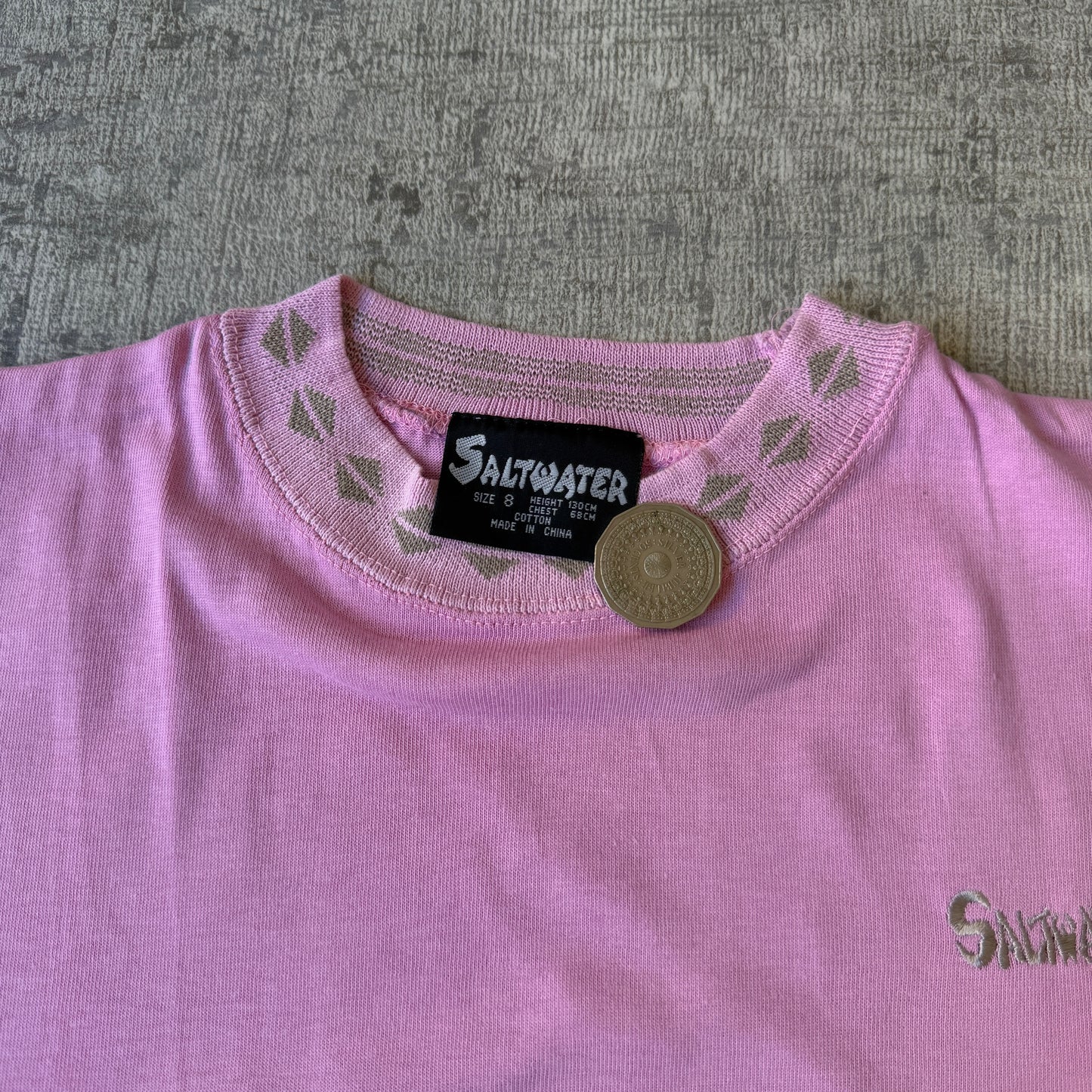 Saltwater Y2K Womens Pink Baby Tee Size 8Y Fits XS-S Womens            -D36