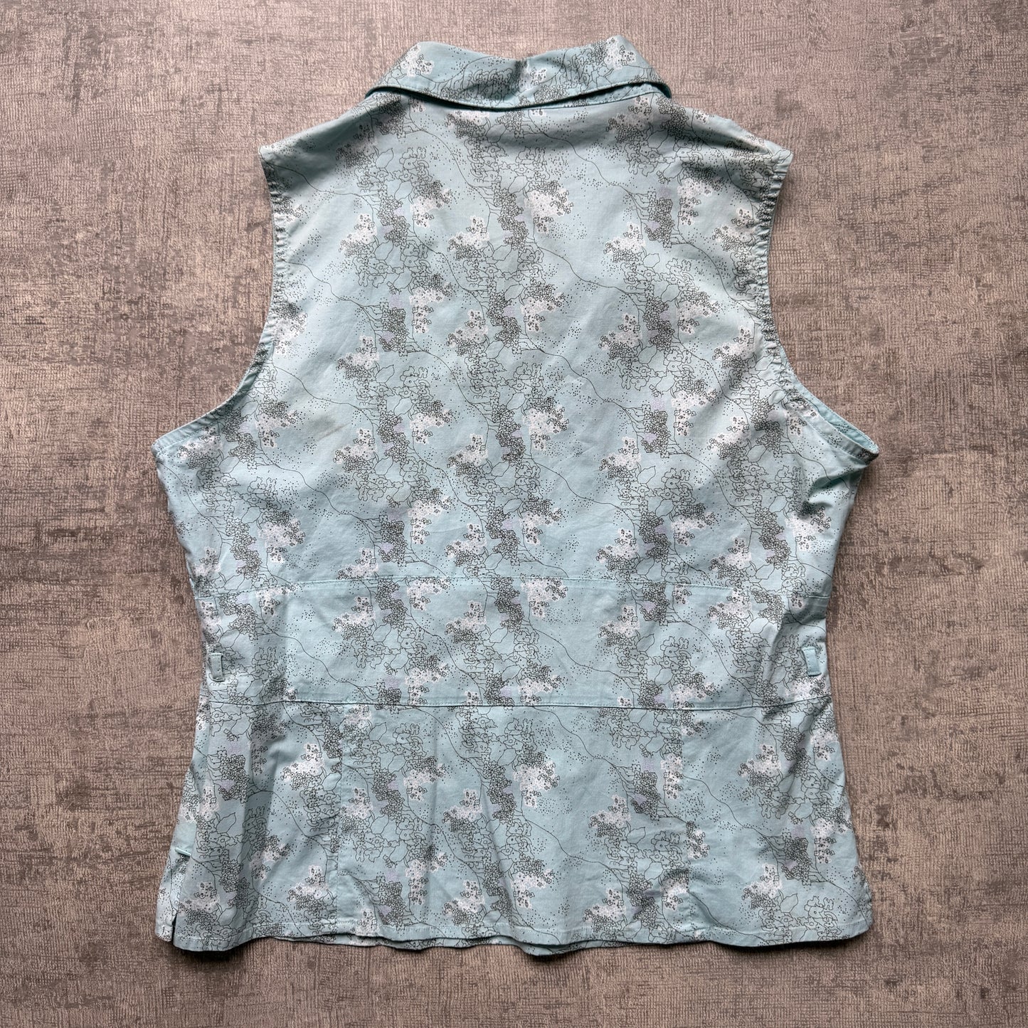 Colorado Womens Blue Floral Blouse Top Size XL Womens Sleeveless V-Neck        -A28