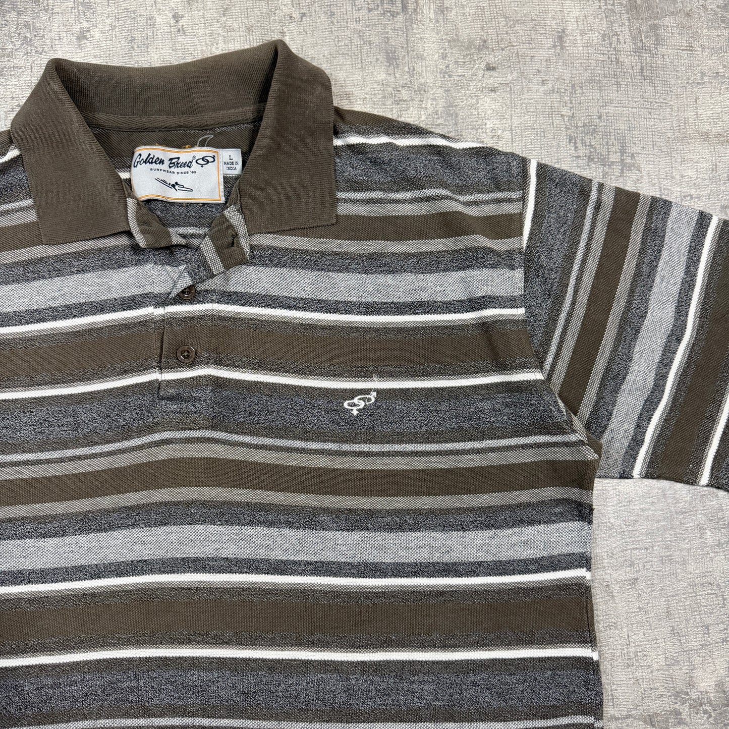 Golden Breed Vintage Striped Surf Polo Shirt Size L Mens                        -I67