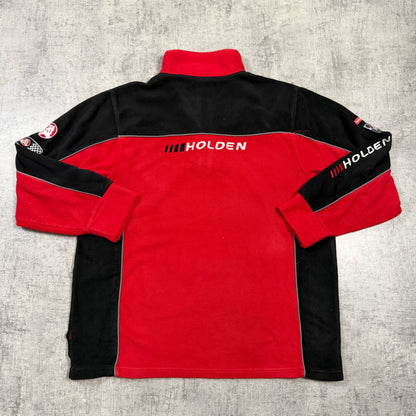 Vintage Holden Racing Fleece Quarter Zip Jumper Size L Mens Red Black Pullover         -I33