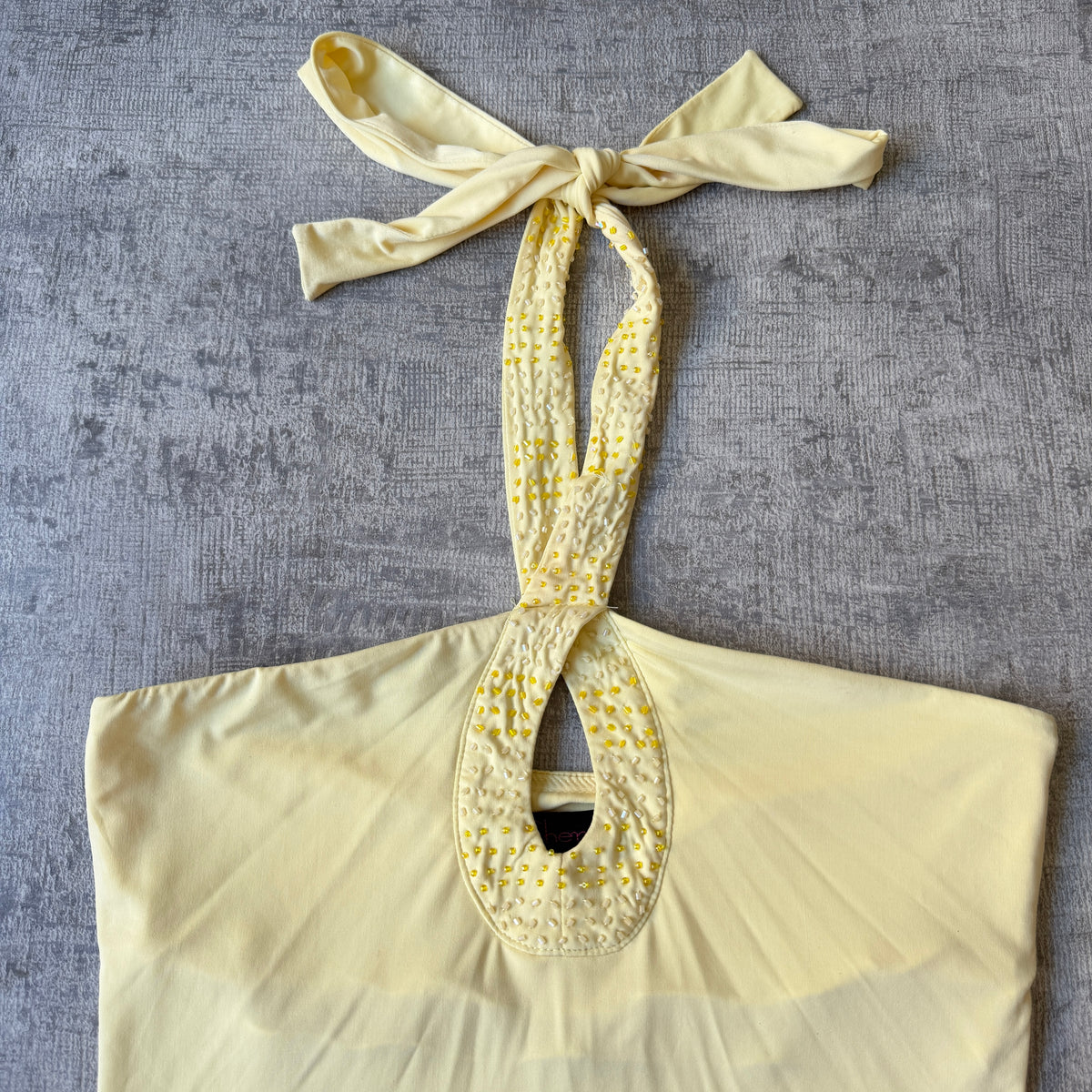 Y2K Cherrie Pastel Yellow Halter Neck Top Size 8 Womens      -A13