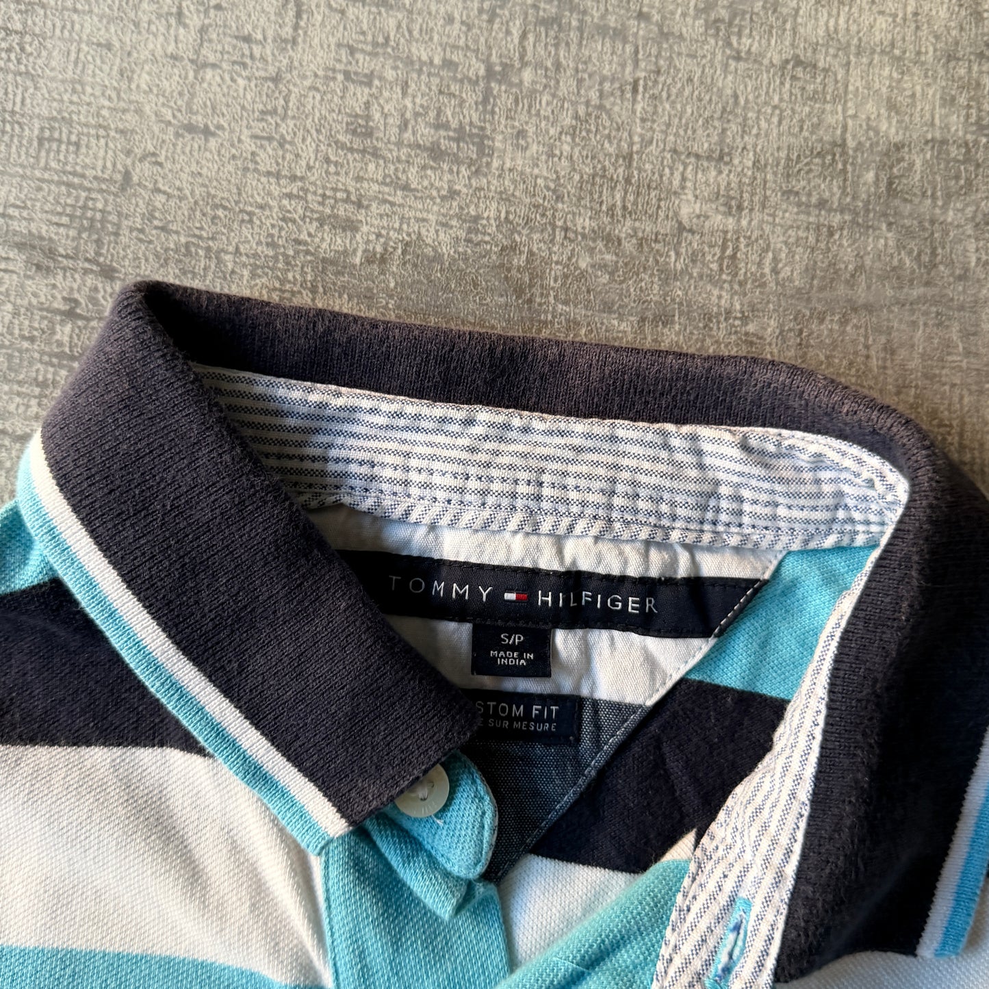 Tommy Hilfiger Mens Y2K Striped Polo Shirt Size S Mens Blue Top         -D56