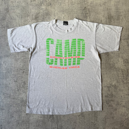 Vintage 80’s Grey “Camp Countryside” T-Shirt Size L Mens Made In USA           -H49