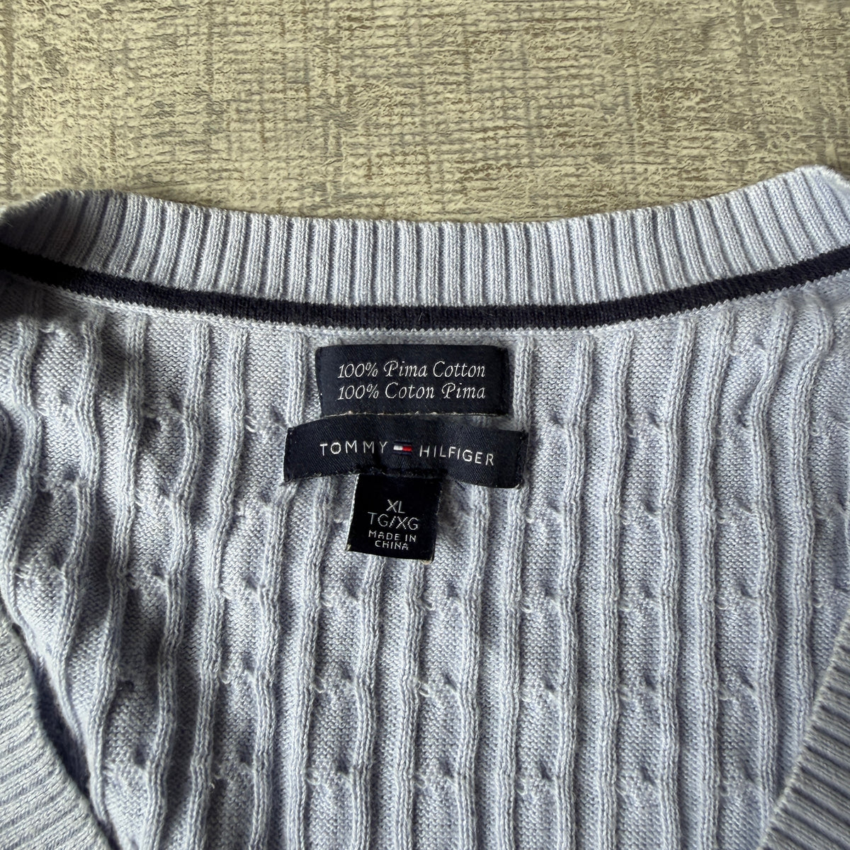 Tommy Hilfiger Womens Blue Cable Knit Sweater Size XL Womens          -C15