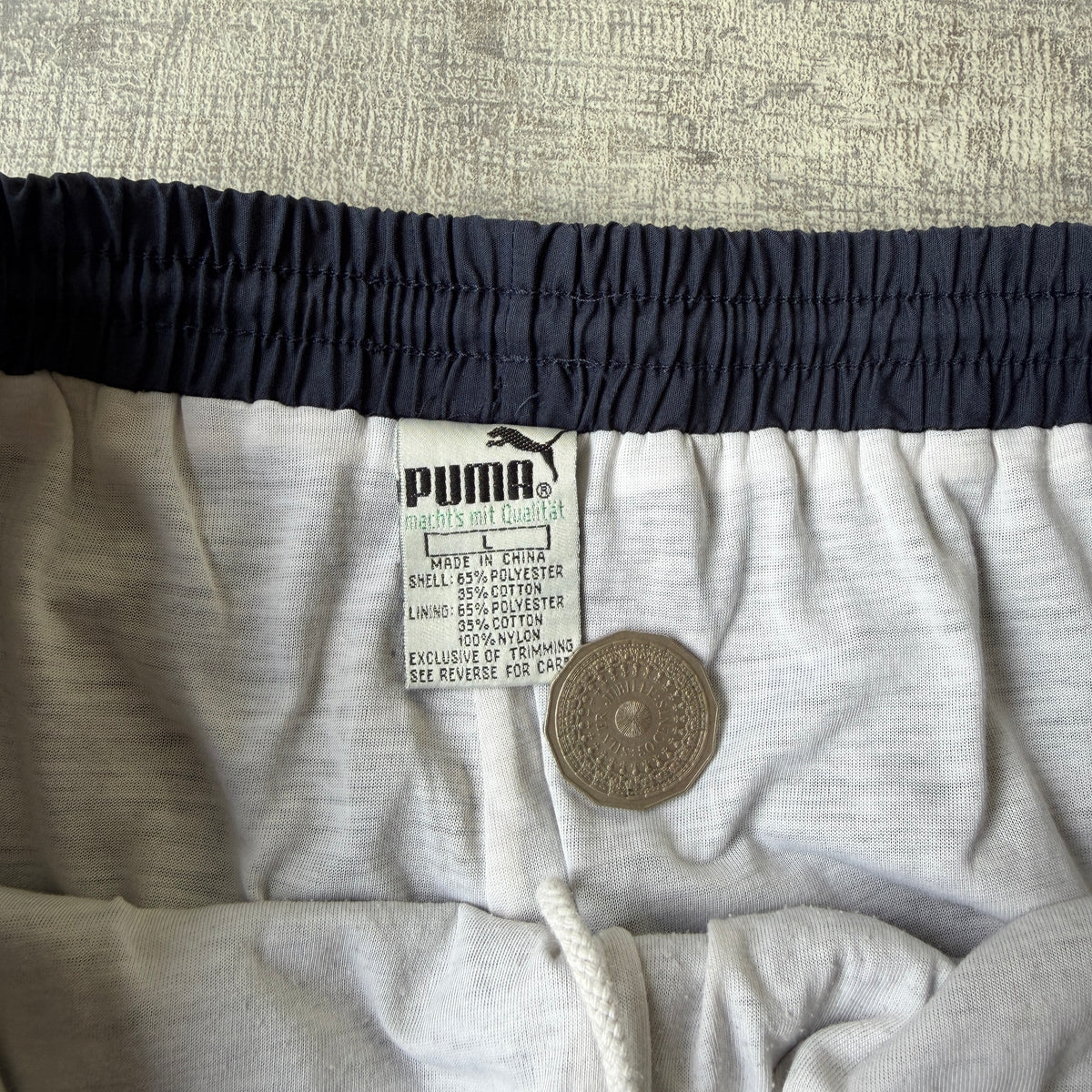Puma Mens Y2K Track Pants Size L Navy Blue Embroidered Logo             -C6