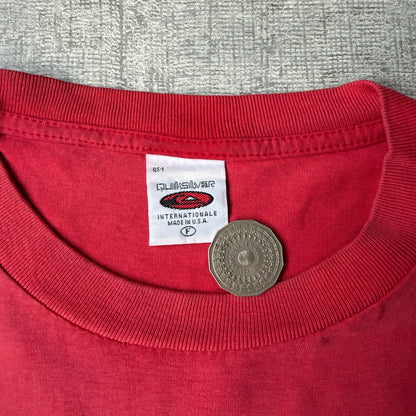 Quiksilver Vintage Red Graphic T Shirt Size XL Mens Single Stitch Made In USA          -G45