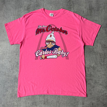 Mr October Pink Y2K Baby Graphic T Shirt Size L Mens            -G43