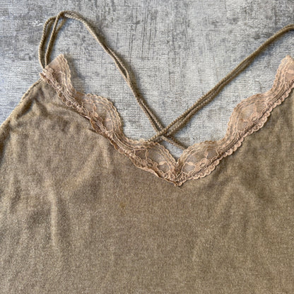 MING Y2K Womens Tank Top Fits Size M Khaki Womens Singlet              -C69