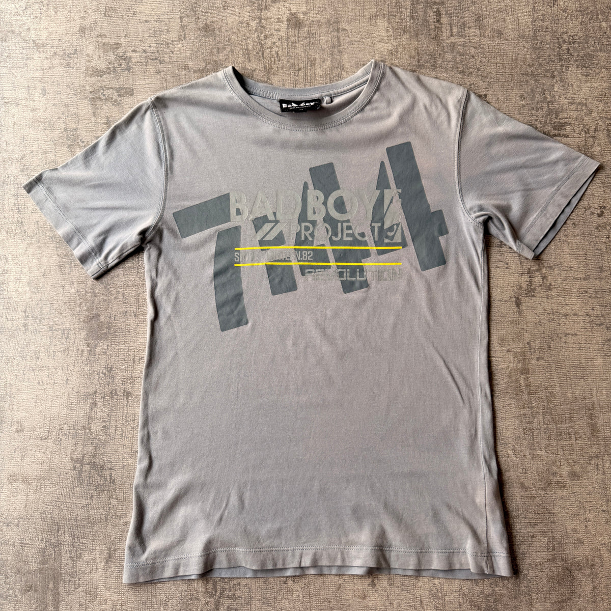 Bad Boy Grey Graphic Baby Tee Size 10y Fits XS Womens              -C37