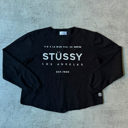 Stussy Y2K Knitted Graphic Sweater Size 6 Black White Jumper          -B45