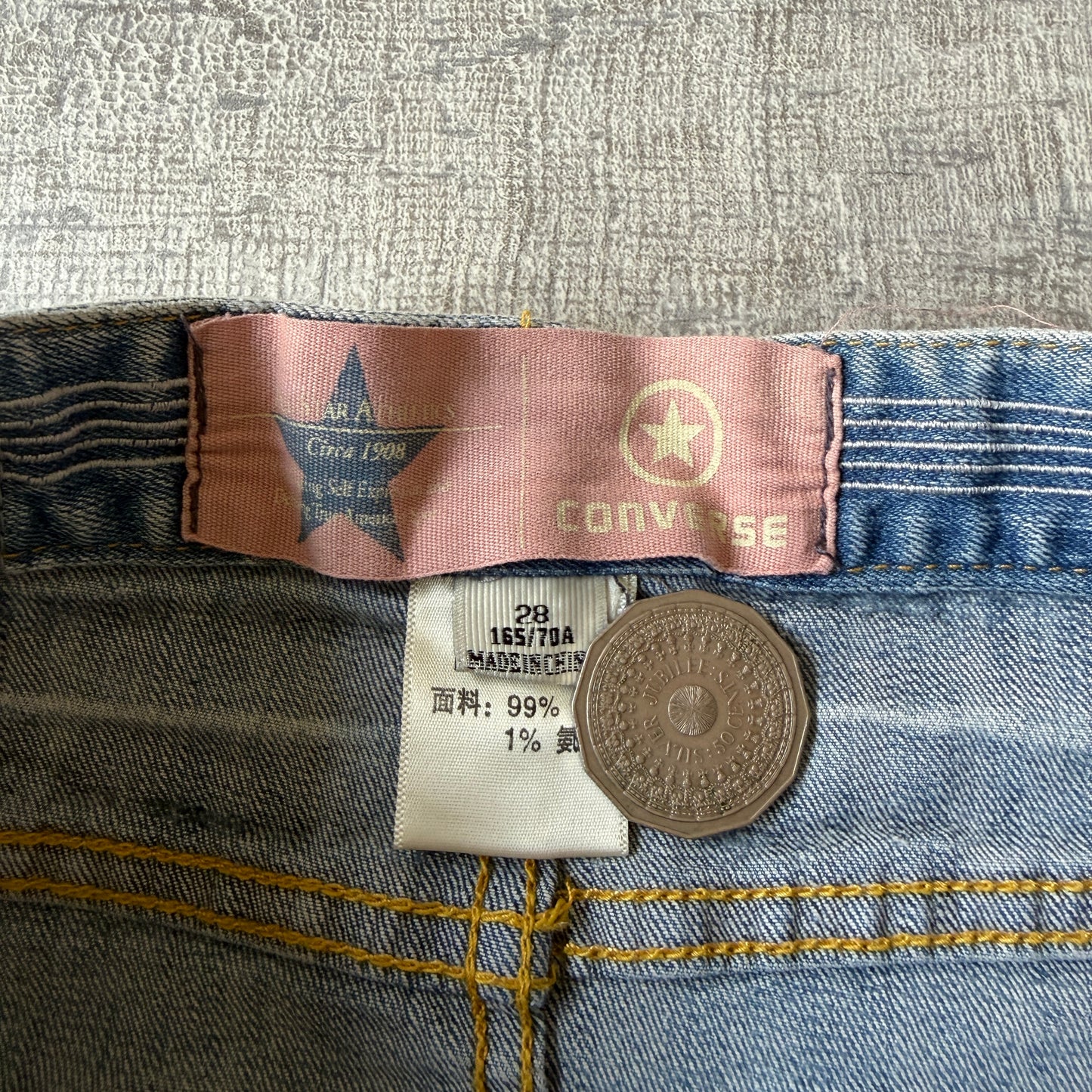 Converse Y2K Womens Denim Skirt Size 28 Low Rise Light Blue          -C58