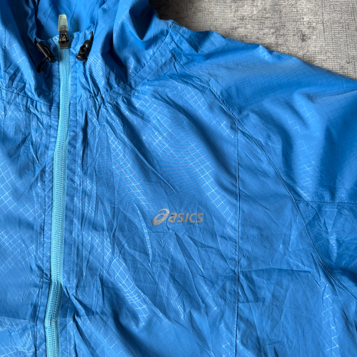 ASICS Womens Blue Windbreaker Zip Jacket Size M Hooded                 -E22