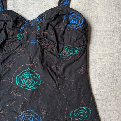 Ideals Y2K Womens Black Embroidered Cami Top Size 10 Womens            -G58