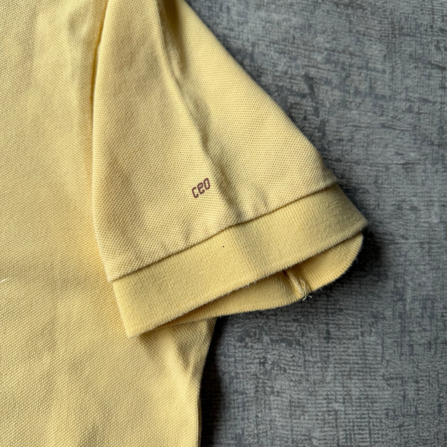 Andy Warhol Pastel Yellow Polo Shirt Size L Mens Gun Man Graphic             -C33