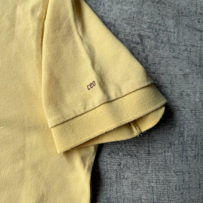 Andy Warhol Pastel Yellow Polo Shirt Size L Mens Gun Man Graphic             -C33