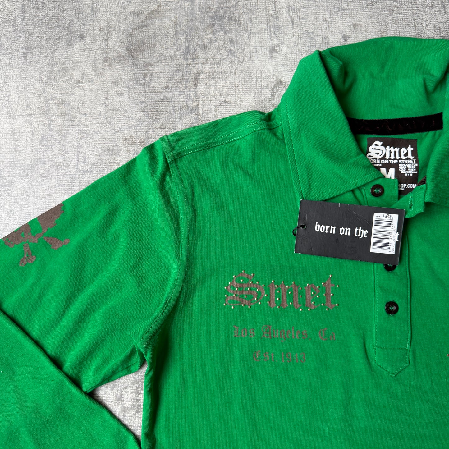 Smet Y2K Womens Green Long Sleeve Polo Shirt Size M NWT’s       -G65
