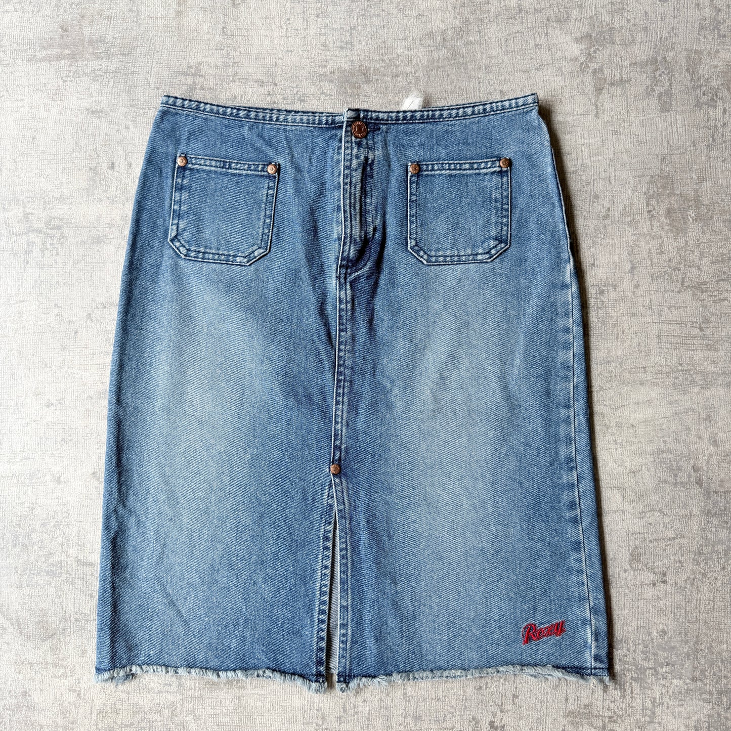 Roxy Jeans Y2K Womens Denim Skirt Size 14 Blue Midi              -D13