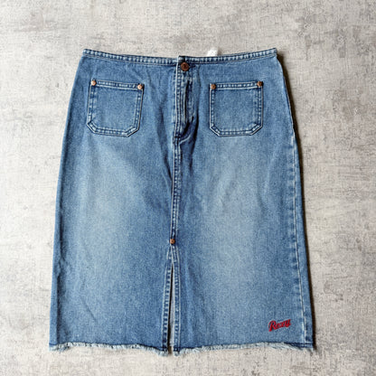 Roxy Jeans Y2K Womens Denim Skirt Size 14 Blue Midi              -D13