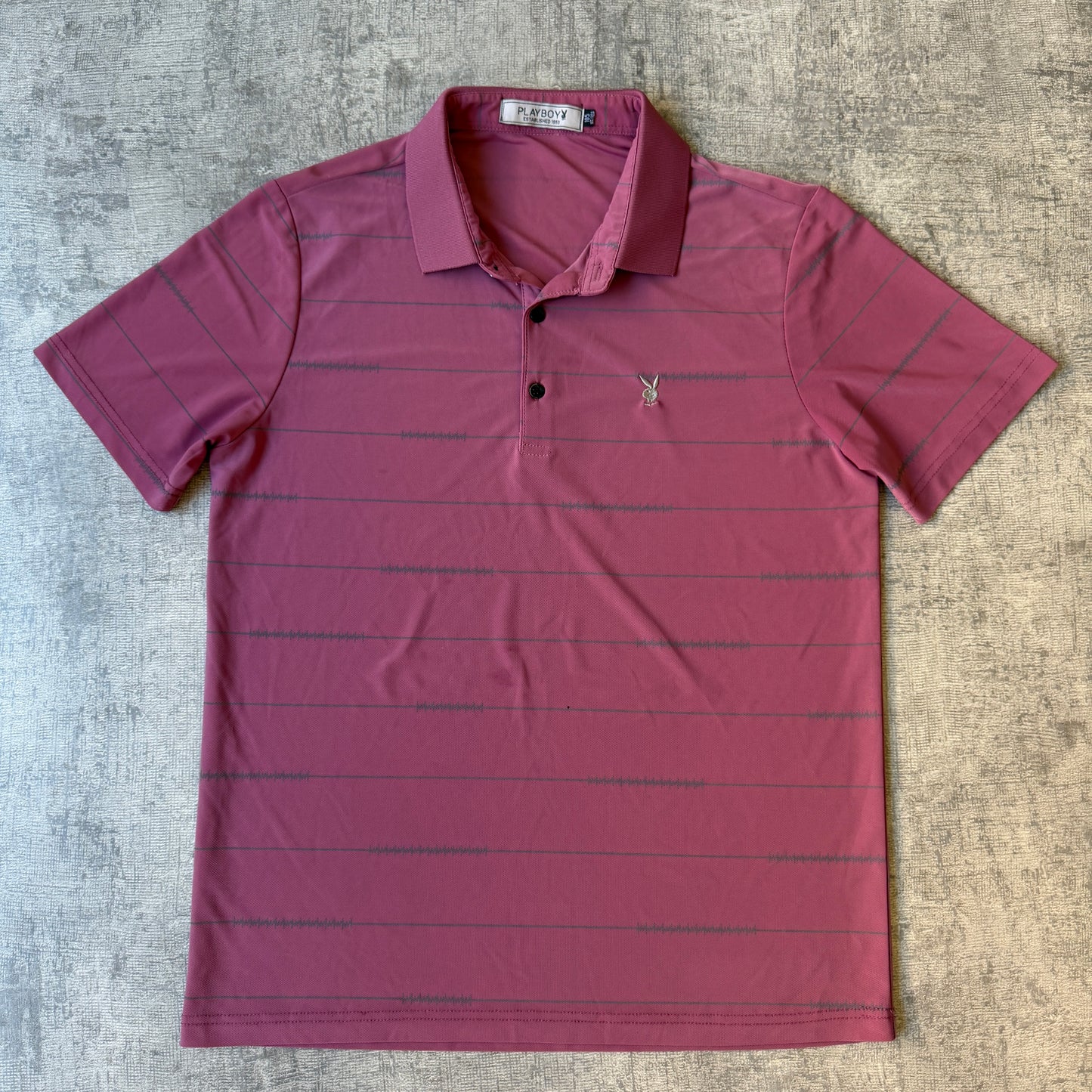 Playboy Vintage Mens Pink Polo Shirt Size Fits S-M Mens          -F51