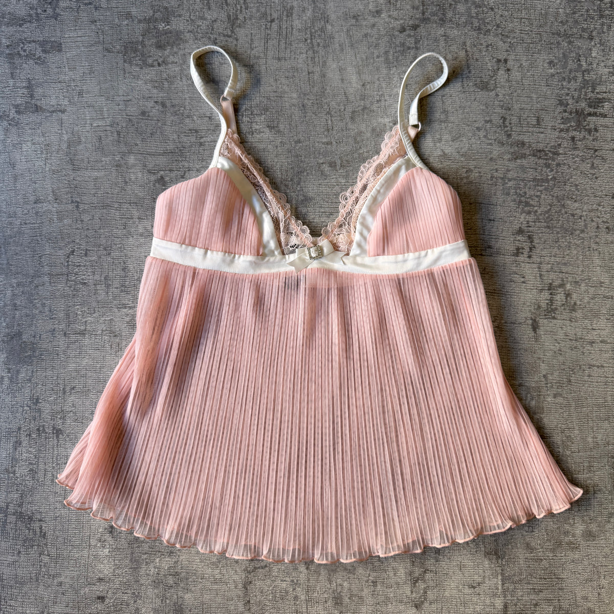 Honey Birdette Pastel Pink Cami Lace Trim Size XS Womens Y2K            -F69