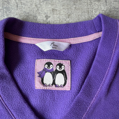 Let It Snow Vintage Womens Purple Fleece V-neck Sweater Size 8/10                  -E29