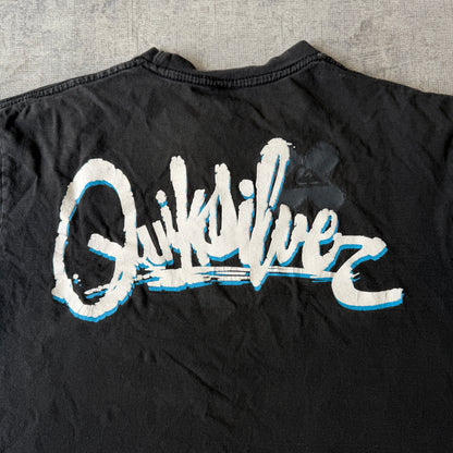 Quiksilver Y2K Black Mens Graphic T-Shirt Size XL Raised Print                 -D68