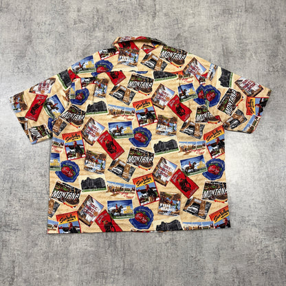 Vintage Empire Postcard Cropped Button Up Shirt Size XL         -I1