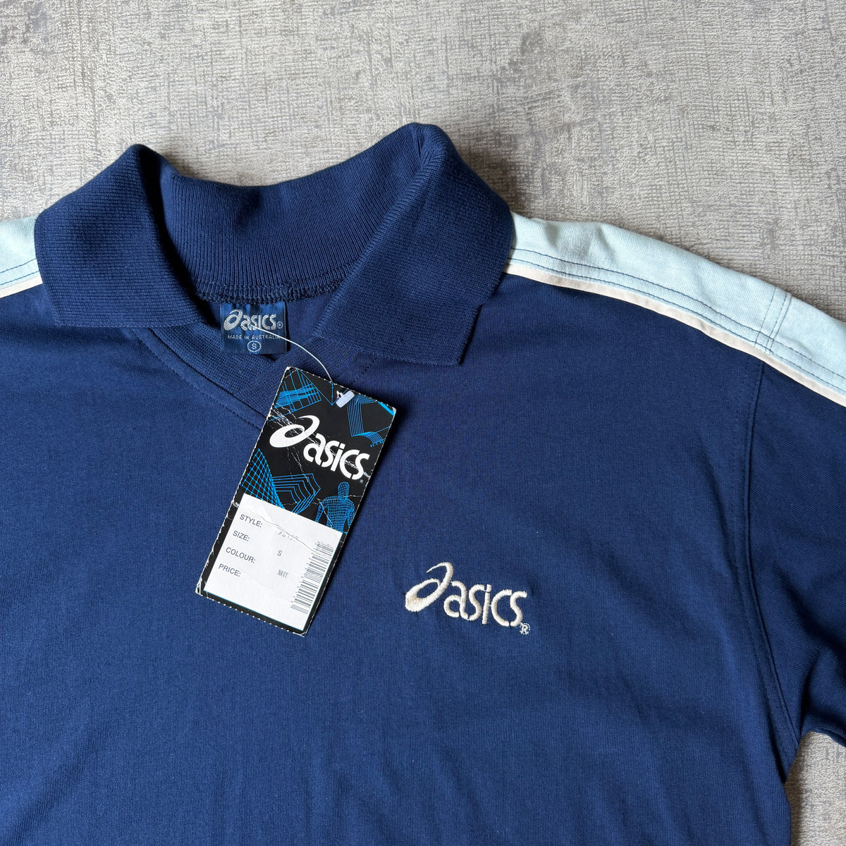 ASICS Vintage 90's Polo Shirt Size S Mens Blue Two Tone NWT's         -B2