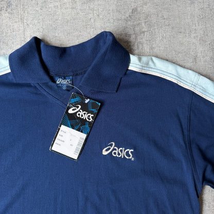 ASICS Vintage 90's Polo Shirt Size S Mens Blue Two Tone NWT's         -B2