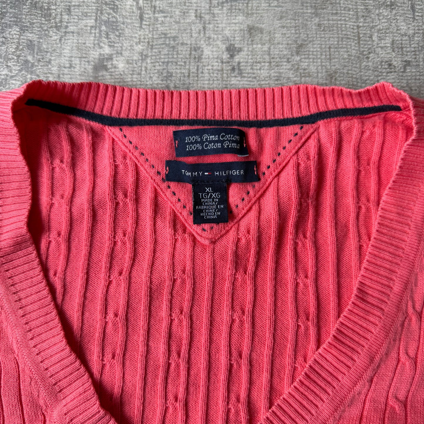 Tommy Hilfiger Womens Pink Cable Knit Sweater Size XL Womens          -C16