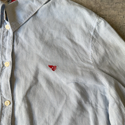 ESprit Womens Pinstripe Button Up Size M Blue White Y2K            -C51