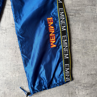 EMINEM Y2K Baggy Track Pants Size S Blue Black Elastic Waist              -C3