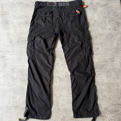 Superdry Black Baggy Utility Cargo Pants Size L Mens Adjustable Waist            -F10