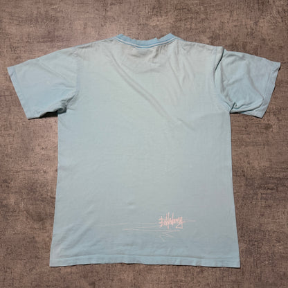 Billabong Y2K Pastel Blue Script Graphic T-Shirt Size Fits M-L Mens              -F47