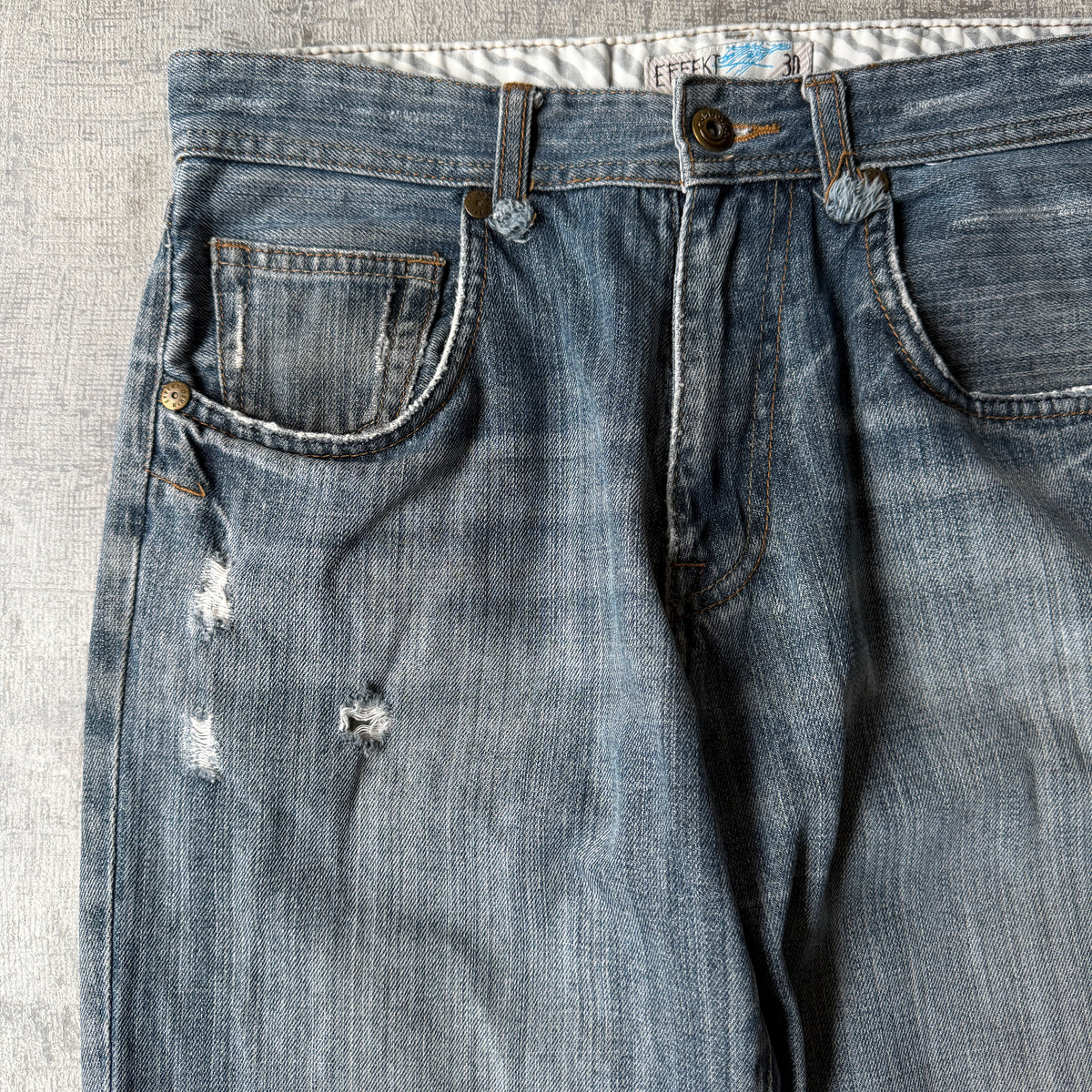 EFFEKT Y2K Baggy Jeans Size 30 Light Blue Distressed Super Baggy      -H13