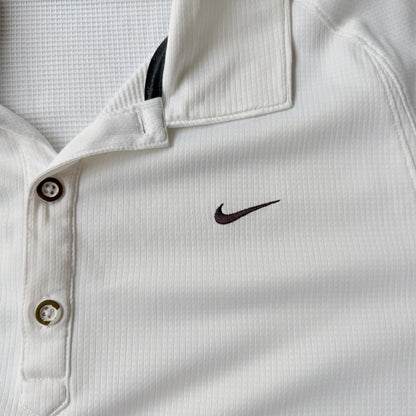 Nike Y2K Tennis Polo Shirt Size L Mens White Top             -C32