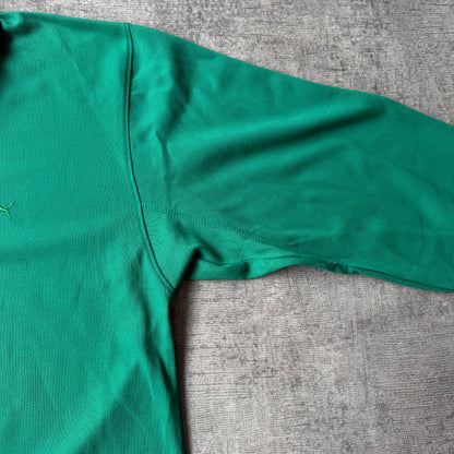 Vintage Puma Green Long Sleeve Polo Shirt Size M-L Mens             -C34