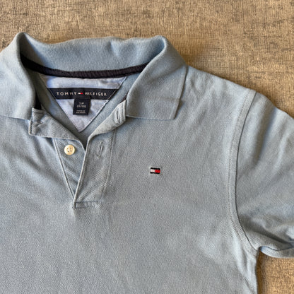 Tommy Hilfiger Womens Pastel Blue Polo Shirt Size S Y2K            -D38