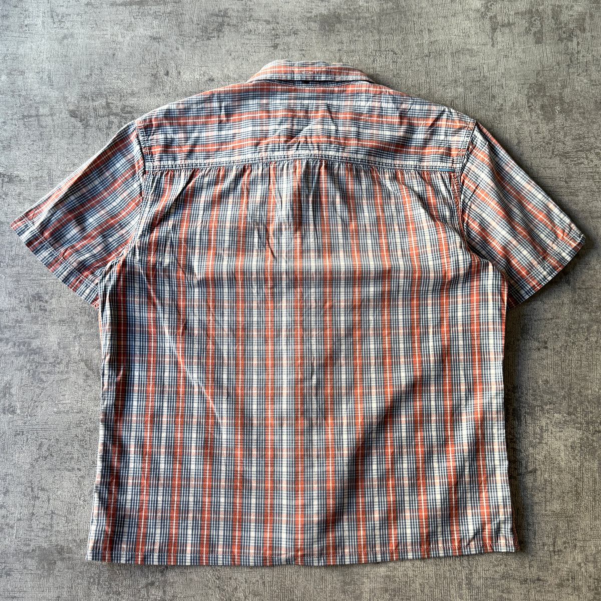 Piping Hot Cropped Button Up Size M Red Blue Plaid          -C54