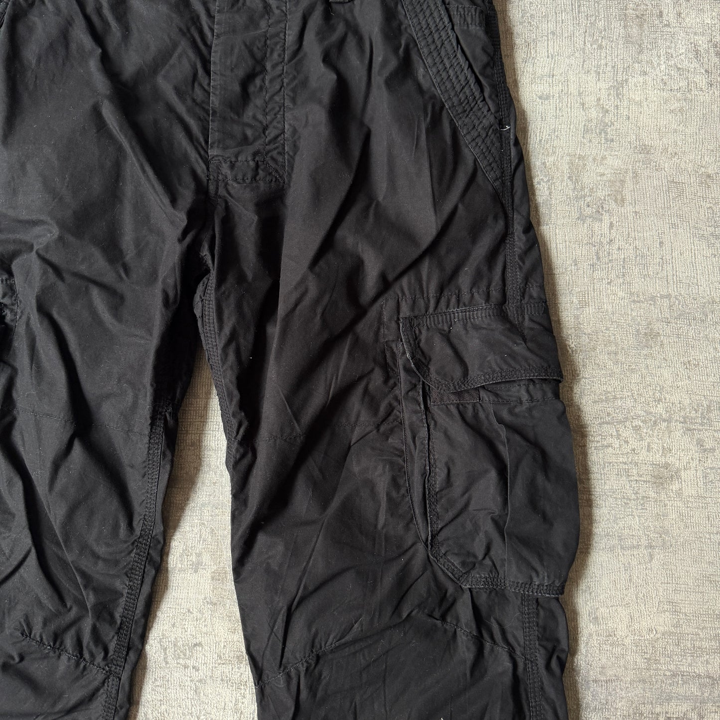 Superdry Black Baggy Utility Cargo Pants Size L Mens Adjustable Waist            -F10