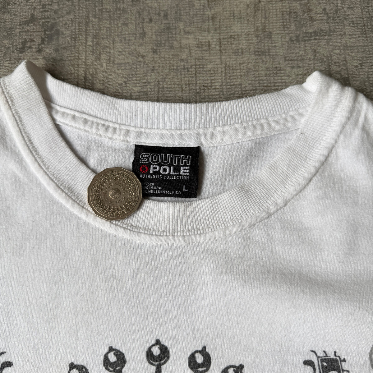 Southpole Y2K Graphic T Shirt Size L Womens White Tee     -A22
