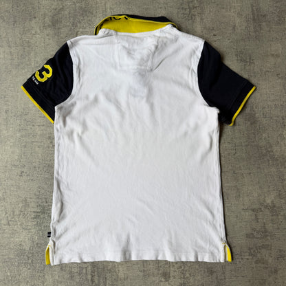 Nautica Womens White Y2K Polo Shirt Size XS Black Yellow Collar       -G62