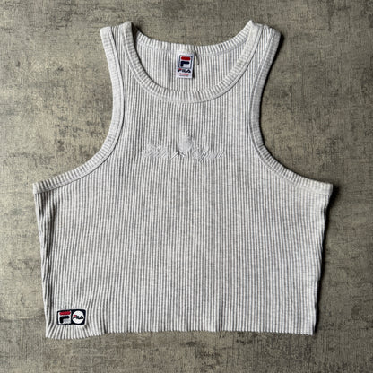 Fila Womens Grey Ribbed Tank Top Size XL Y2K                -F54