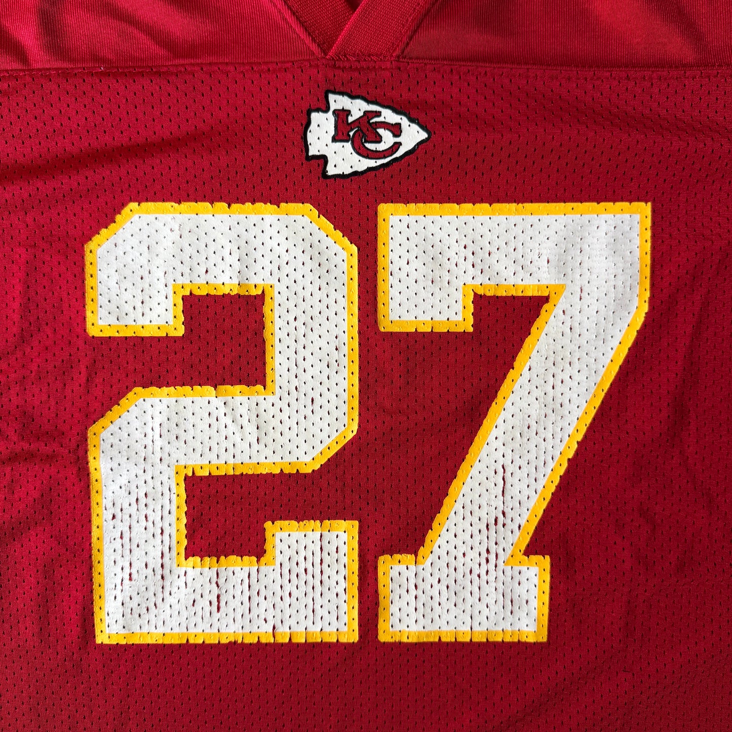 Kansas City Chiefs NFL Jersey Size L/Y Fits M Womens #27               -B61