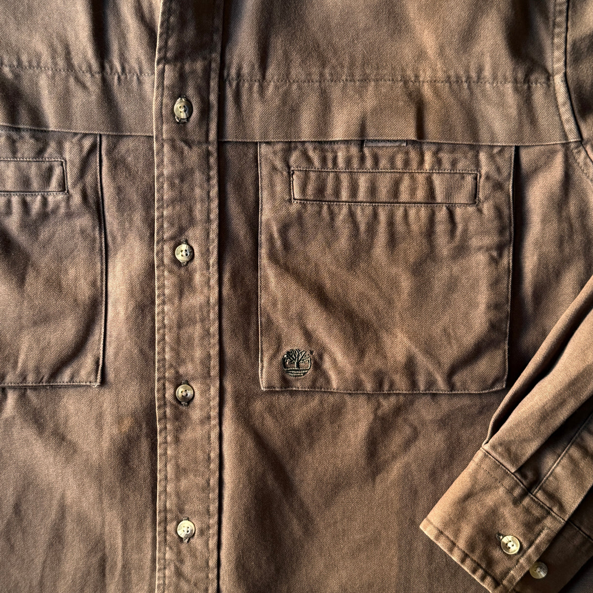 Timberland Button Up Shirt Size S Oversized Brown Thick              -B54