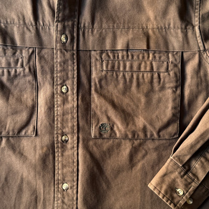 Timberland Button Up Shirt Size S Oversized Brown Thick              -B54