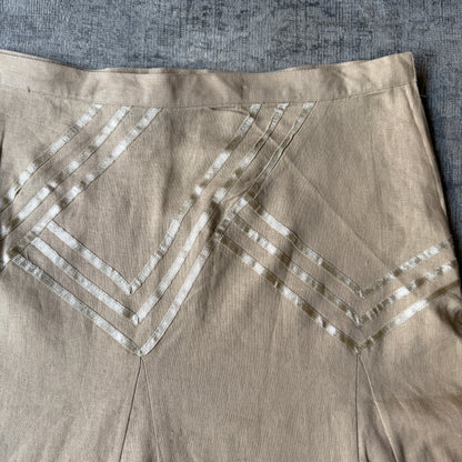 Silhouette Vintage Pleated Maxi Skirt Size 12 Womens Beige              -B59