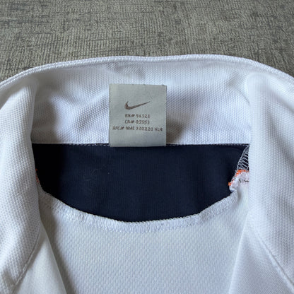 Nike Y2K Tennis Polo Shirt Size XL Mens White Blue Zip                  -E34