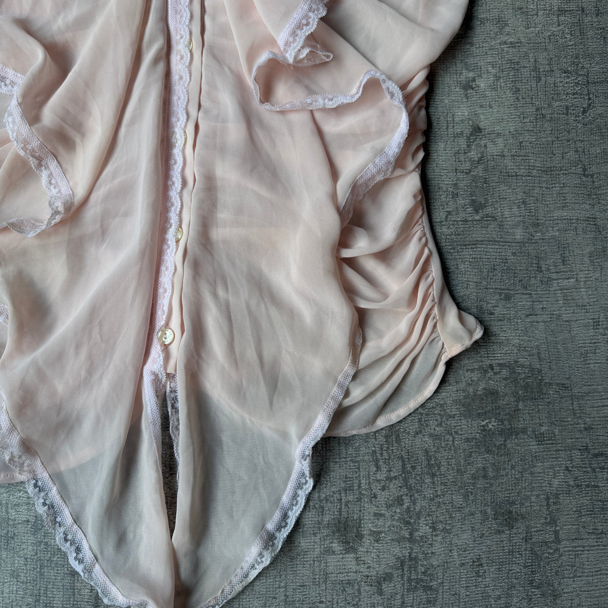 Danoff Womens Baby Pink Y2K Blouse Top Size M Lace Trim        -G53